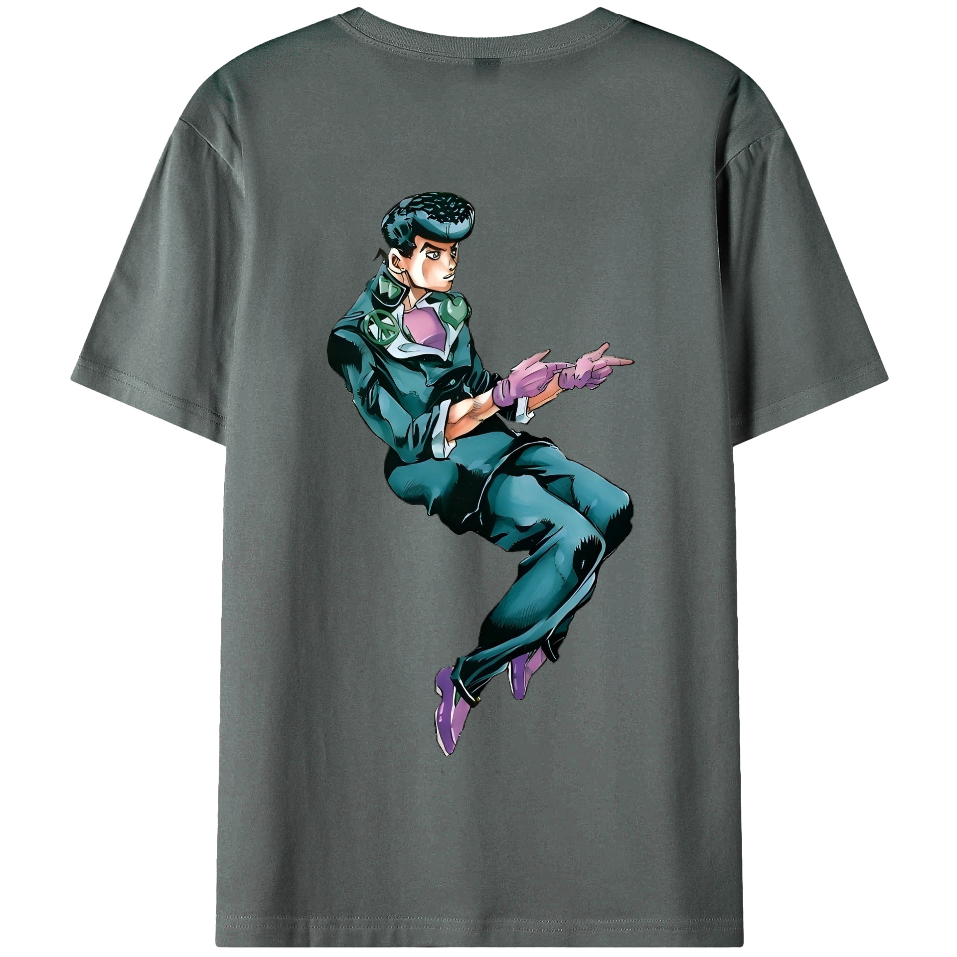 （画像用） ジョジョの奇妙な冒険 ひがしかた じょうすけ JoJo's Bizarre Adventure Higashikata Josuke 綿100％半袖Tシャツ（背面プリント）